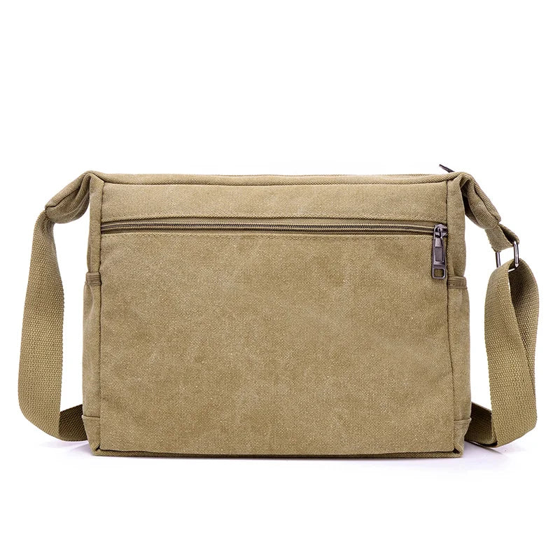 Canvas Shoulder Bag Bottle Men Handbag Casual Simple Fashion Retro Crossbody Bag Cross Square Multi Layered Top-handle Bag Tote