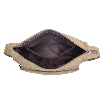 Canvas Shoulder Bag Bottle Men Handbag Casual Simple Fashion Retro Crossbody Bag Cross Square Multi Layered Top-handle Bag Tote