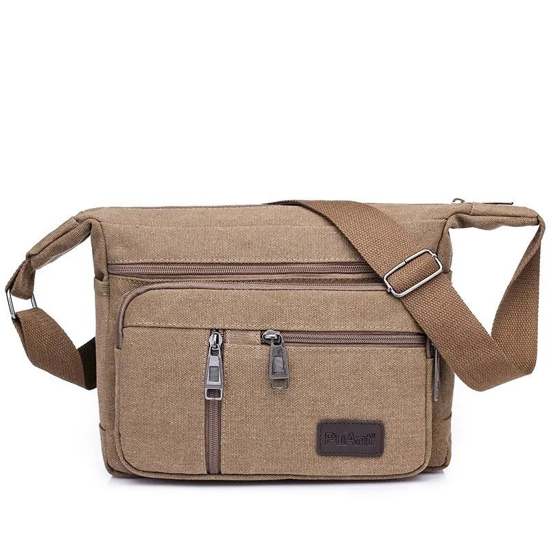 Canvas Shoulder Bag Bottle Men Handbag Casual Simple Fashion Retro Crossbody Bag Cross Square Multi Layered Top-handle Bag Tote
