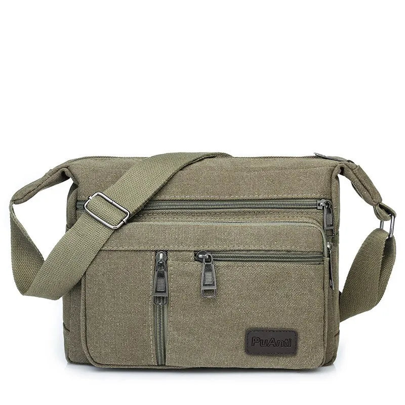 Canvas Shoulder Bag Bottle Men Handbag Casual Simple Fashion Retro Crossbody Bag Cross Square Multi Layered Top-handle Bag Tote