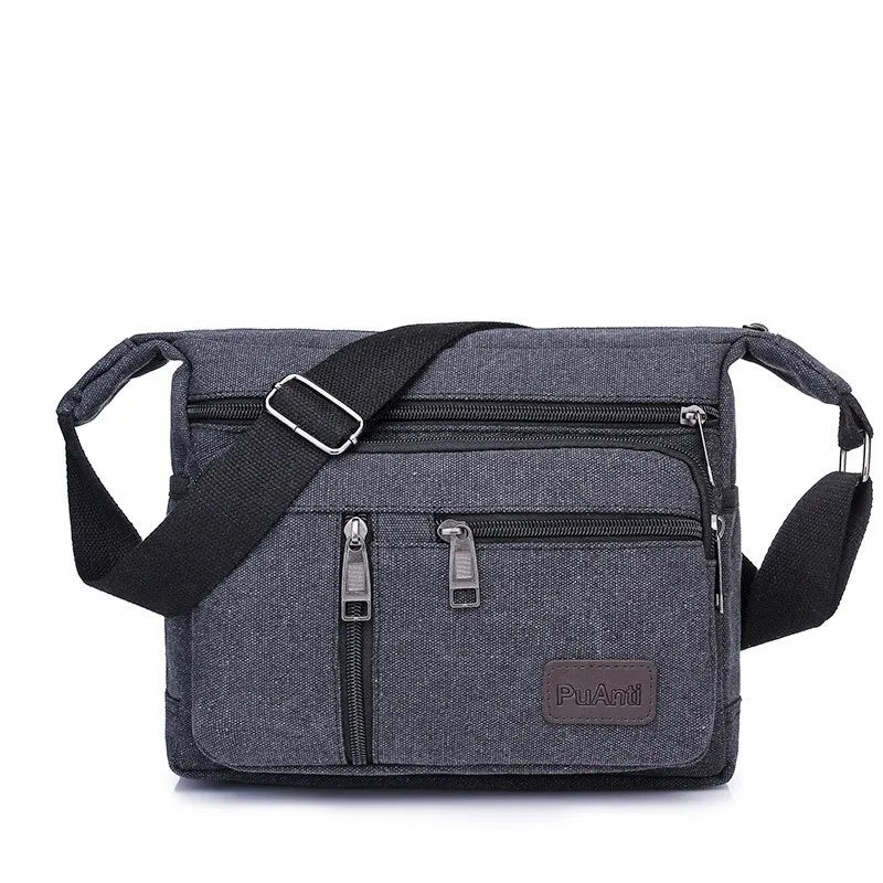 Canvas Shoulder Bag Bottle Men Handbag Casual Simple Fashion Retro Crossbody Bag Cross Square Multi Layered Top-handle Bag Tote