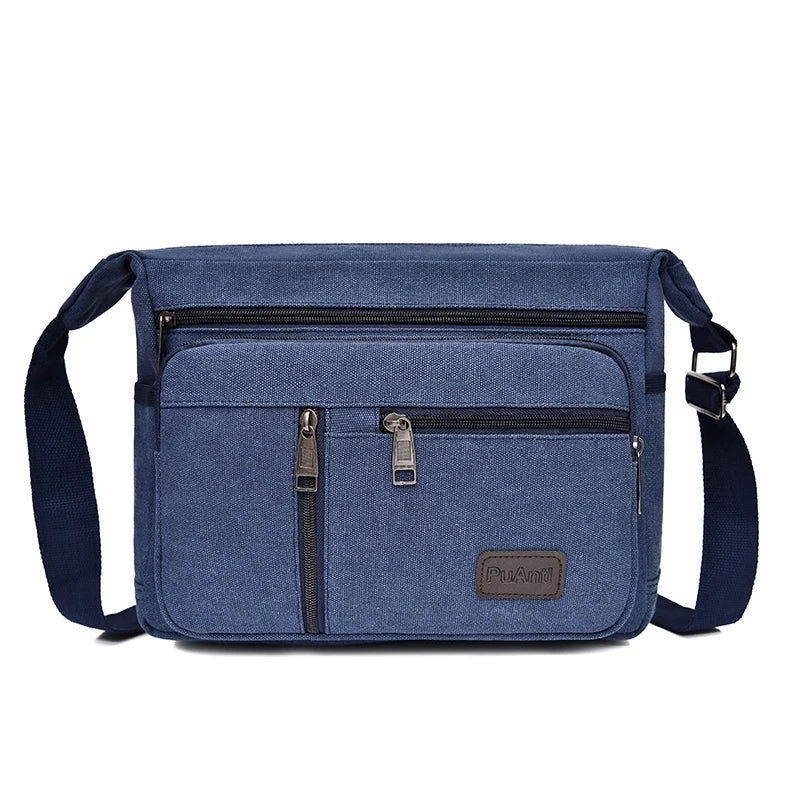 Canvas Shoulder Bag Bottle Men Handbag Casual Simple Fashion Retro Crossbody Bag Cross Square Multi Layered Top-handle Bag Tote