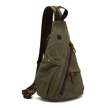 Canvas Sling Chest Bags With Earphone Port  Men's Cross-Body Causal Messenger Day Pack Male Women's Shoulder Satchel Backpack