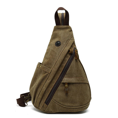 Canvas Sling Chest Bags With Earphone Port  Men's Cross-Body Causal Messenger Day Pack Male Women's Shoulder Satchel Backpack