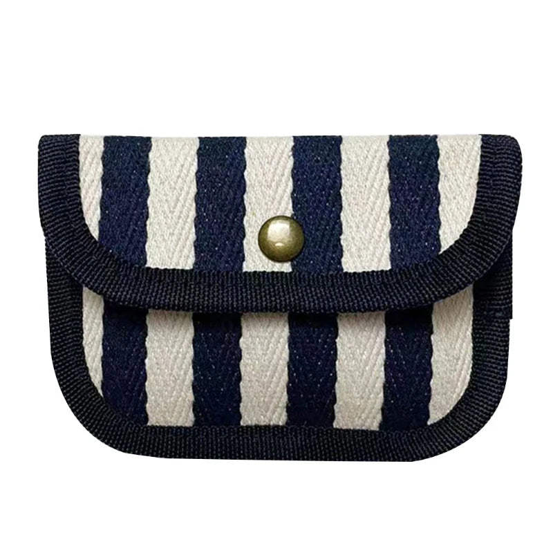 Canvas Striped Coin Purse Mini Card Wallet Cute Change Purses Women Girls Keys Earphone Case