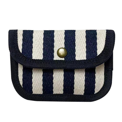 Canvas Striped Coin Purse Mini Card Wallet Cute Change Purses Women Girls Keys Earphone Case