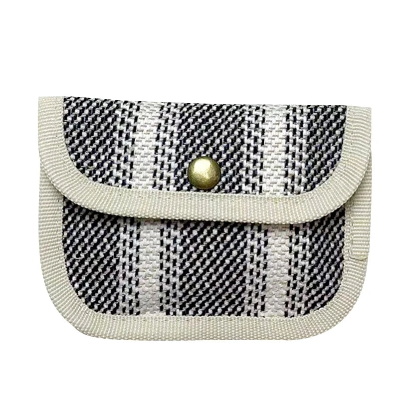 Canvas Striped Coin Purse Mini Card Wallet Cute Change Purses Women Girls Keys Earphone Case