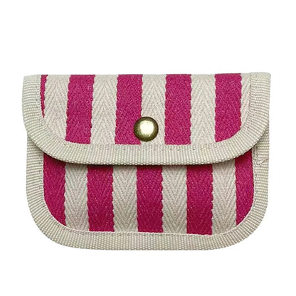 Canvas Striped Coin Purse Mini Card Wallet Cute Change Purses Women Girls Keys Earphone Case