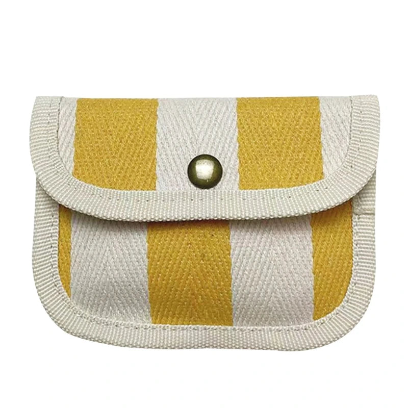 Canvas Striped Coin Purse Mini Card Wallet Cute Change Purses Women Girls Keys Earphone Case