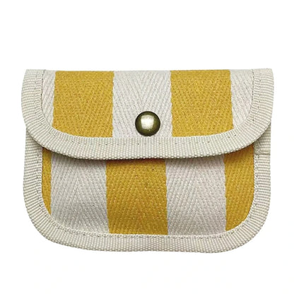 Canvas Striped Coin Purse Mini Card Wallet Cute Change Purses Women Girls Keys Earphone Case