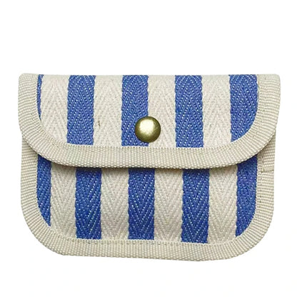 Canvas Striped Coin Purse Mini Card Wallet Cute Change Purses Women Girls Keys Earphone Case