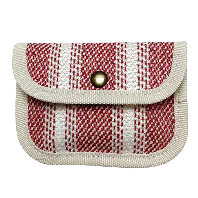 Canvas Striped Coin Purse Mini Card Wallet Cute Change Purses Women Girls Keys Earphone Case
