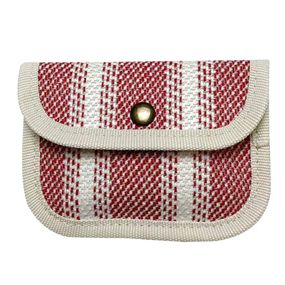 Canvas Striped Coin Purse Mini Card Wallet Cute Change Purses Women Girls Keys Earphone Case