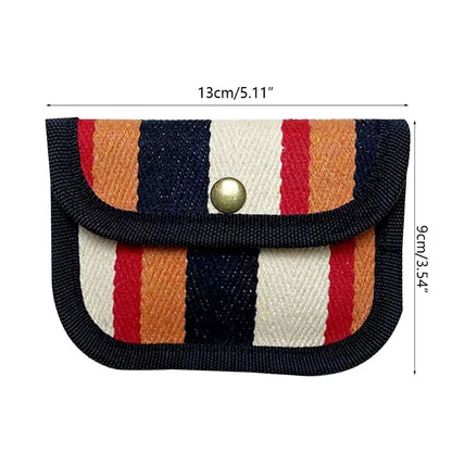 Canvas Striped Coin Purse Mini Card Wallet Cute Change Purses Women Girls Keys Earphone Case