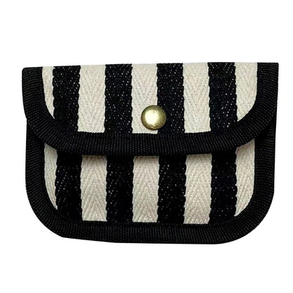 Canvas Striped Coin Purse Mini Card Wallet Cute Change Purses Women Girls Keys Earphone Case