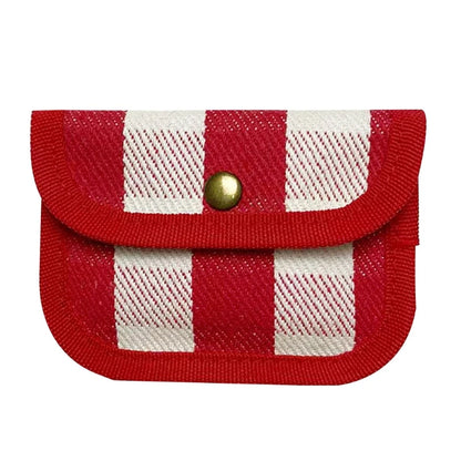 Canvas Striped Coin Purse Mini Card Wallet Cute Change Purses Women Girls Keys Earphone Case