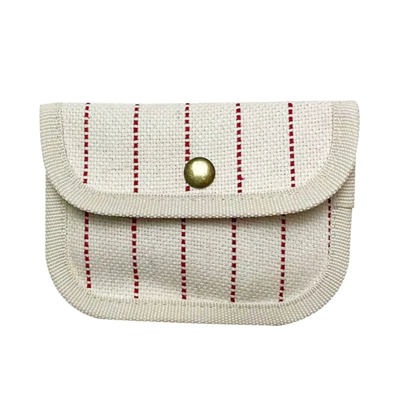 Canvas Striped Coin Purse Mini Card Wallet Cute Change Purses Women Girls Keys Earphone Case