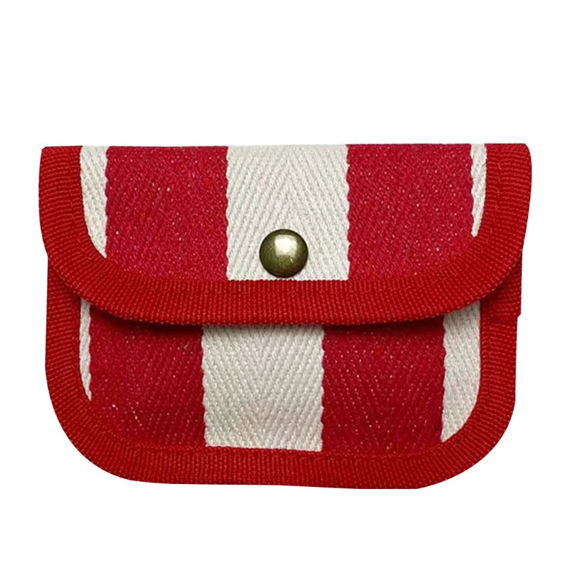 Canvas Striped Coin Purse Mini Card Wallet Cute Change Purses Women Girls Keys Earphone Case