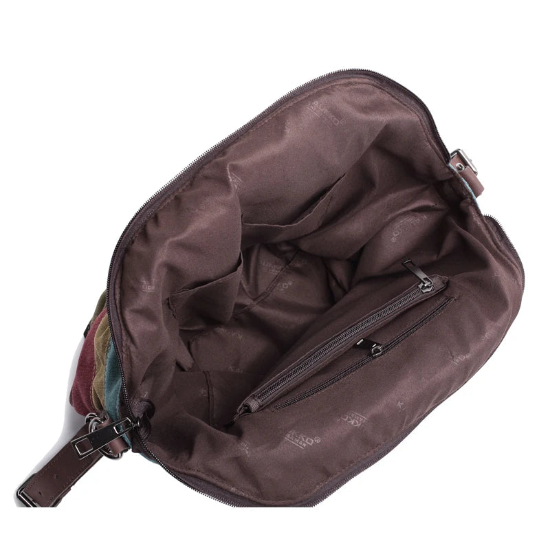 Canvas Totes Striped Womens Handbag 2022 Patchwork Rainbow Shoulder Bag Fashion Female Casual Crossbody Bag Sac A Main