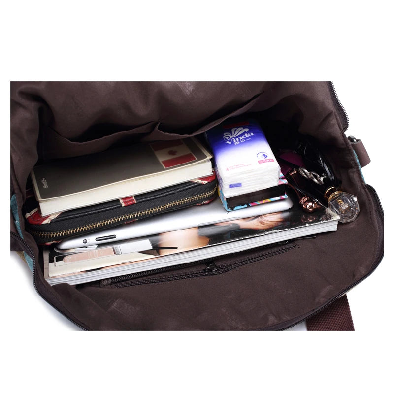Canvas Totes Striped Womens Handbag 2022 Patchwork Rainbow Shoulder Bag Fashion Female Casual Crossbody Bag Sac A Main