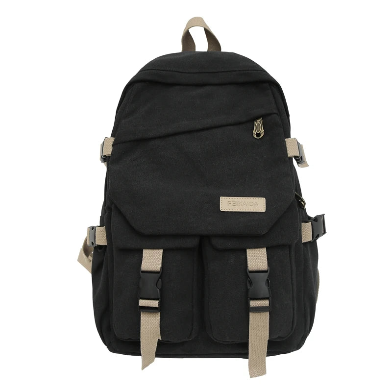 Canvas Unisex Backpacks For Women Multi Pocket Travel Backpack School Bags For Girls Laptop Bag Man Back Packs Female