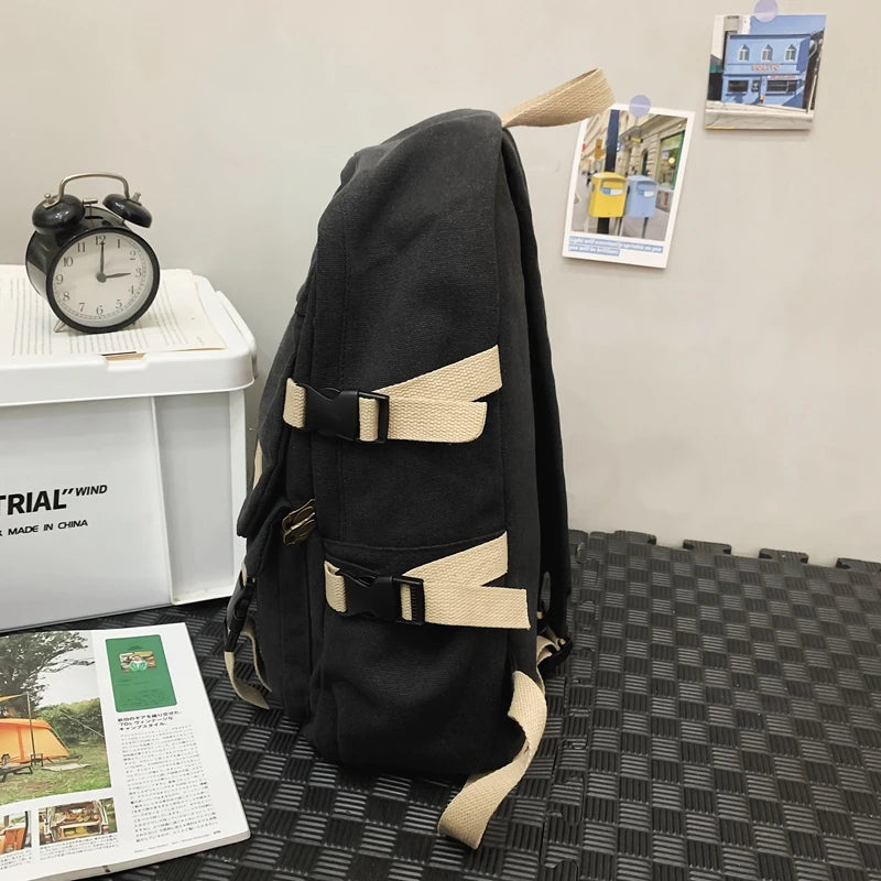 Canvas Unisex Backpacks For Women Multi Pocket Travel Backpack School Bags For Girls Laptop Bag Man Back Packs Female