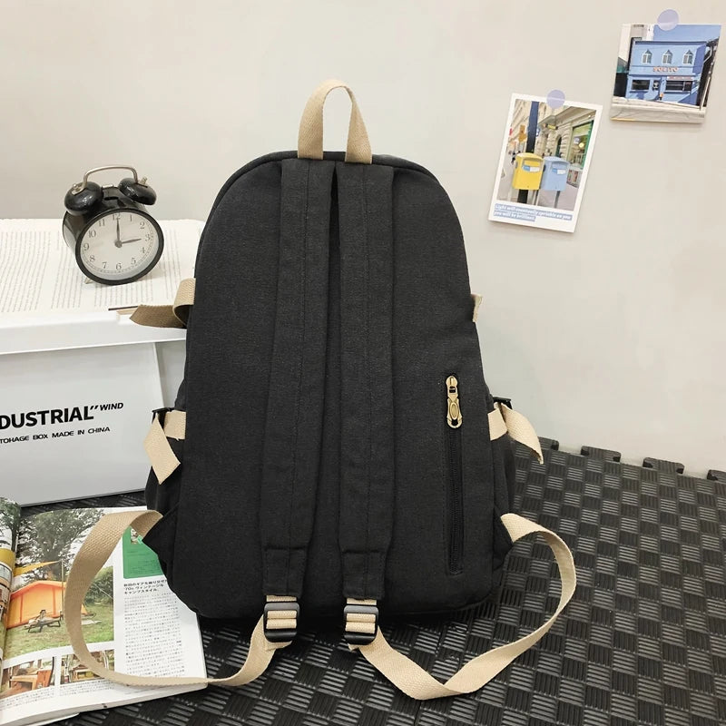 Canvas Unisex Backpacks For Women Multi Pocket Travel Backpack School Bags For Girls Laptop Bag Man Back Packs Female