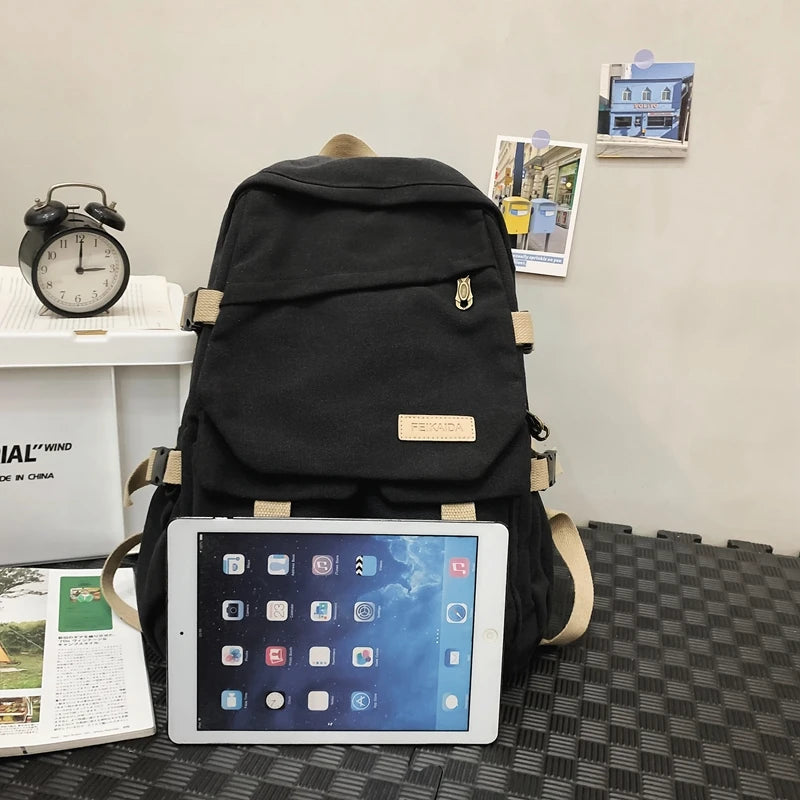 Canvas Unisex Backpacks For Women Multi Pocket Travel Backpack School Bags For Girls Laptop Bag Man Back Packs Female