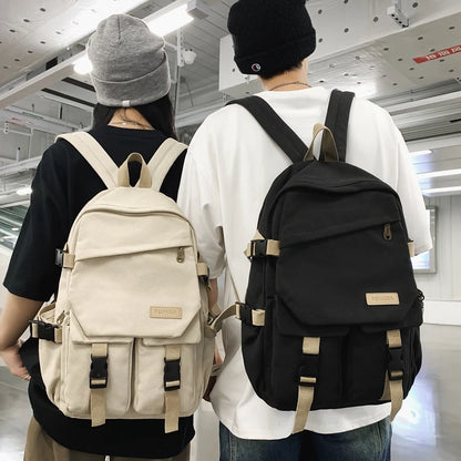 Canvas Unisex Backpacks For Women Multi Pocket Travel Backpack School Bags For Girls Laptop Bag Man Back Packs Female