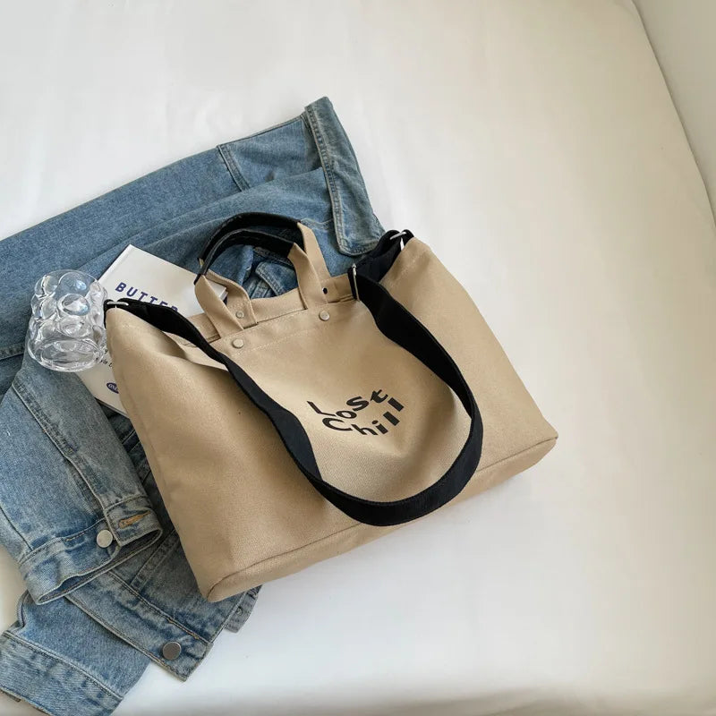 Canvas Women Tote Bags Large Capacity Fashion Female Shoulder Bag Commuting Carrying Bag Casual Designer Handbag Shopper Bag