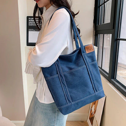 Canvas Women Tote Bags Large Capacity Fashion Female Shoulder Bag Commuting Carrying Bag Casual Designer Handbag Shopper Bag