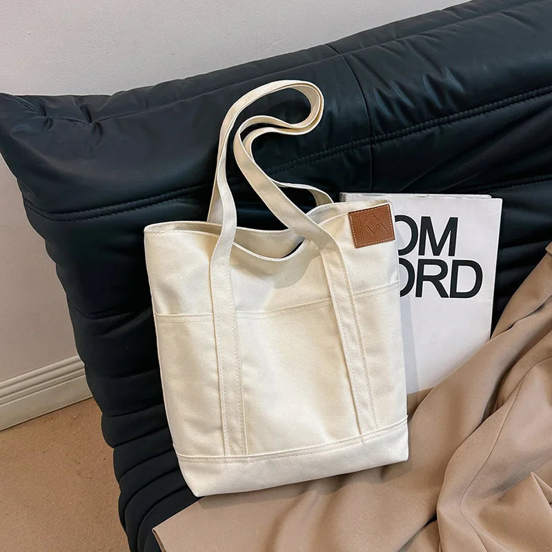 Canvas Women Tote Bags Large Capacity Fashion Female Shoulder Bag Commuting Carrying Bag Casual Designer Handbag Shopper Bag
