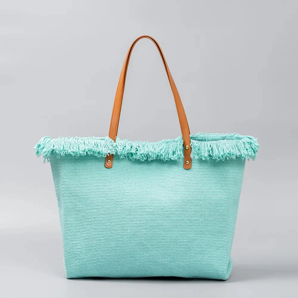 Canvas Women's Niche High-end 2024 Large Capacity Commuting Resort Style Tote Travel Shoulder Bag Handbag