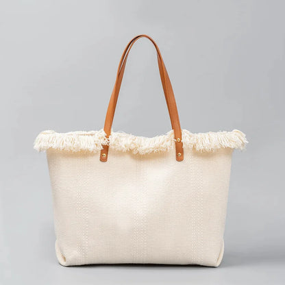 Canvas Women's Niche High-end 2024 Large Capacity Commuting Resort Style Tote Travel Shoulder Bag Handbag