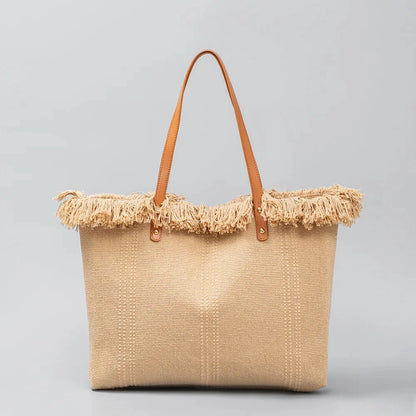 Canvas Women's Niche High-end 2024 Large Capacity Commuting Resort Style Tote Travel Shoulder Bag Handbag