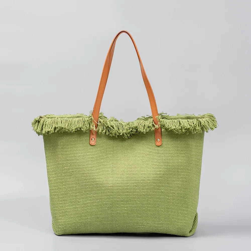 Canvas Women's Niche High-end 2024 Large Capacity Commuting Resort Style Tote Travel Shoulder Bag Handbag