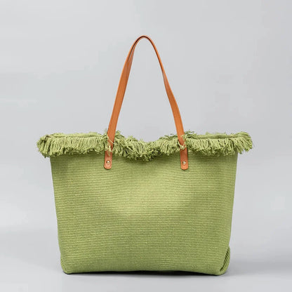 Canvas Women's Niche High-end 2024 Large Capacity Commuting Resort Style Tote Travel Shoulder Bag Handbag