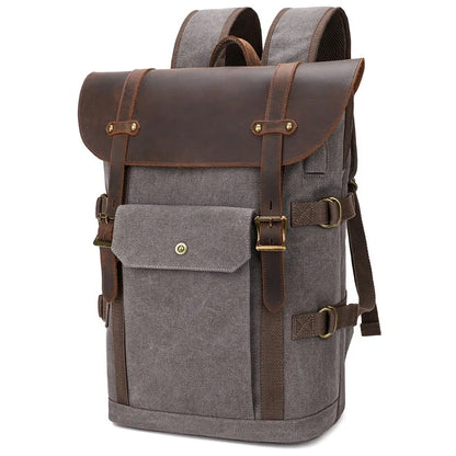 Canvas backpack, fashionable men's 15.6-inch laptop bag, outdoor student school bag, retro Crazy Horse backpack,mochila de lona