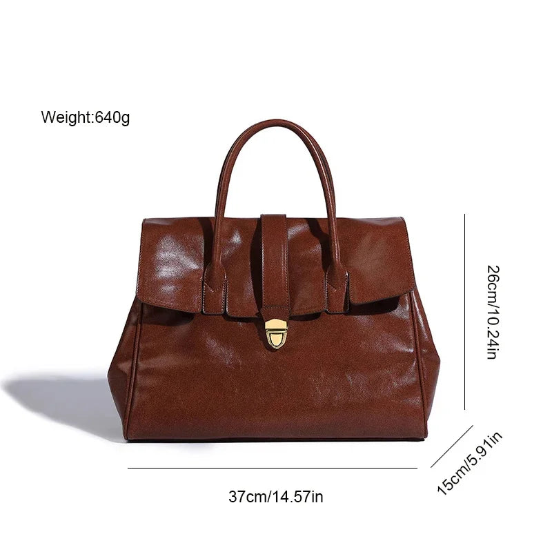 Capacity Commuter Tote Bag 2024 Casual Retro High-end Briefcase Large High-quality Women's Handbag