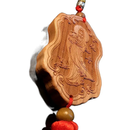Car Peach Wood Pendant, Interior Decoration for Men and Women, Entry Exit, Safety Guanyin, Creative Personality