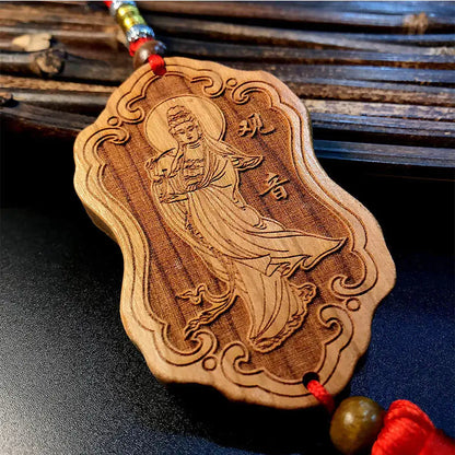Car Peach Wood Pendant, Interior Decoration for Men and Women, Entry Exit, Safety Guanyin, Creative Personality
