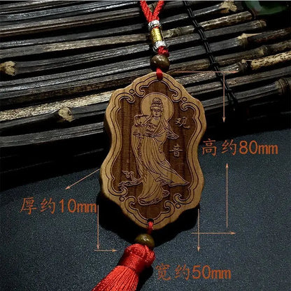 Car Peach Wood Pendant, Interior Decoration for Men and Women, Entry Exit, Safety Guanyin, Creative Personality
