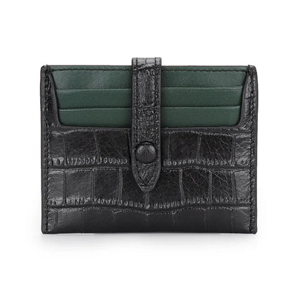 Card women's short leather ultra-thin new embossed contrast color small holder change credit card case