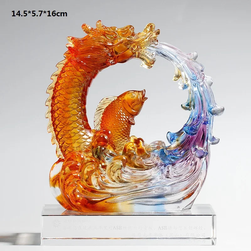 Carp Leaping the Long Gate glass koi business ornament gift crafts high status fish dragon