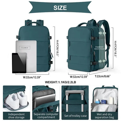 Carry on Backpack,45L Expandable Travel Backpack Airplane Approved Weekender Bag,Water Resistant Laptop Backpack for Men Women