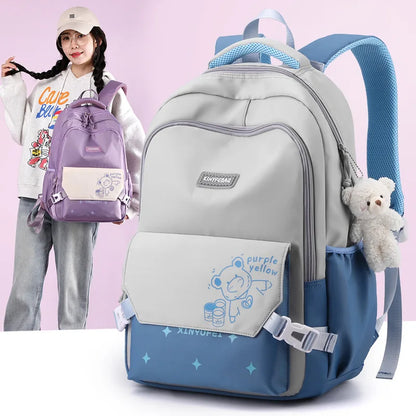 Cartoon Bear School Bags Large Travel Backpacks Primary and Secondary Students Backpacks for Girls Class Bags Women Kawaii Pack