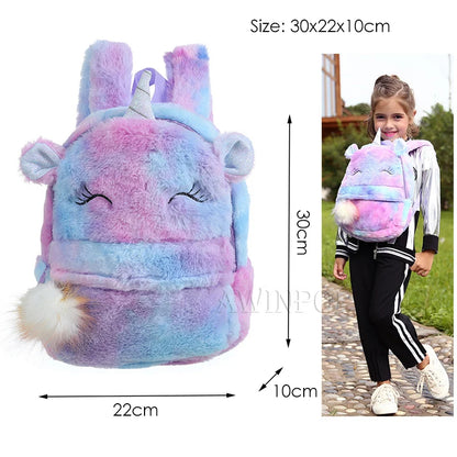 Cartoon Big Eye Unicorn School Bags for Girls Kawaii Backpacks Cute Cat Kids Bags Toddler Children Travel Pack Mochila Escolar