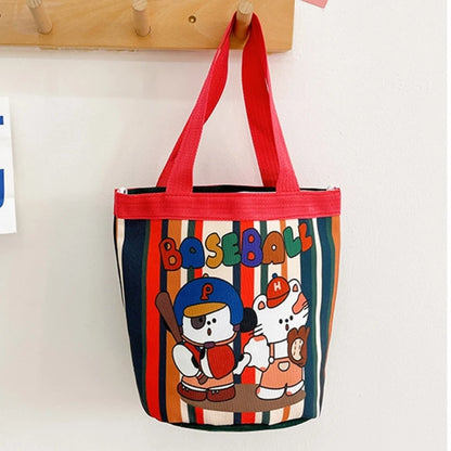 Cartoon Bucket Bag Canvas Handbag Purse Underarm Bag Tote Ladies Handbag Purse