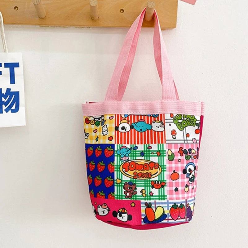 Cartoon Bucket Bag Canvas Handbag Purse Underarm Bag Tote Ladies Handbag Purse