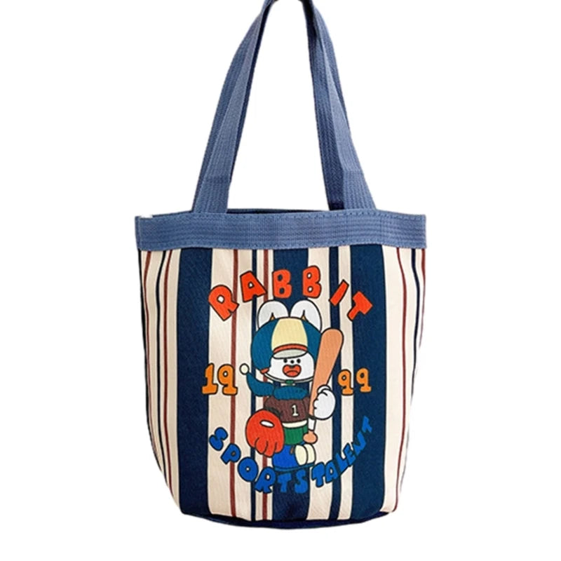 Cartoon Bucket Bag Canvas Handbag Purse Underarm Bag Tote Ladies Handbag Purse